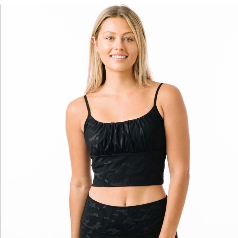 Grey Battleship Camo Luxe Ruched Bra